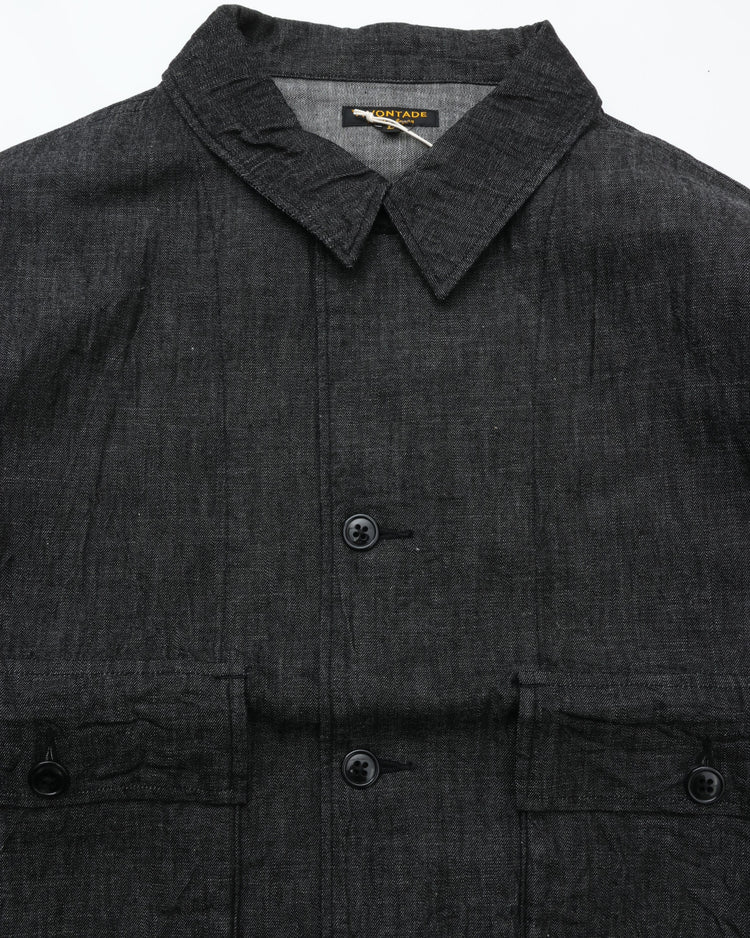A VONTADE Naval Utility Jacket - BLACK Denim- #9 BLACK