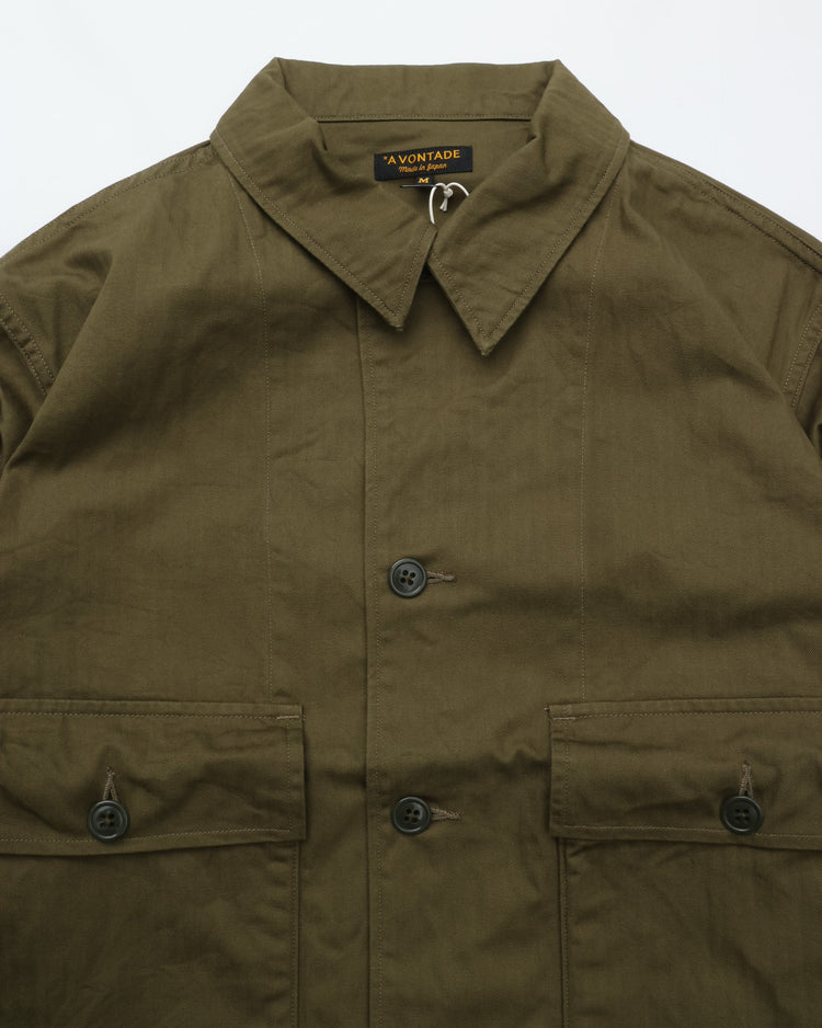 A VONTADE Naval Utility Jacket -Military Herinbone- #47 OLIVE