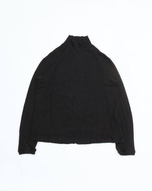 MITTAN Strong Twist Silk Tsumi Yarn High Neck Long Sleeve T-50 Black