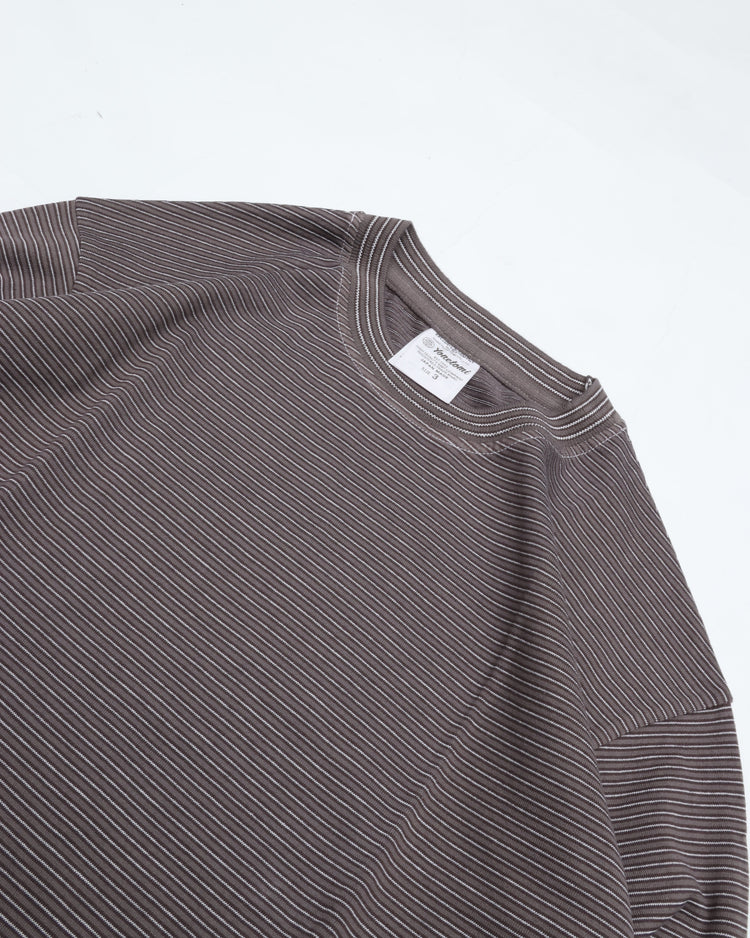Yonetomi GARMENT DYED BORDER T-SHIRT〈LONG SLEEVE〉 12 GRAY*WHITE