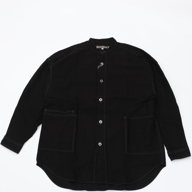 HAVERSACK / 塩縮ネル バンドカラーオーバーシャツ　BLACK