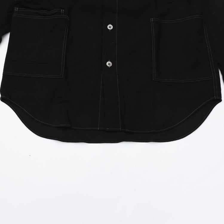 HAVERSACK / 塩縮ネル バンドカラーオーバーシャツ　BLACK