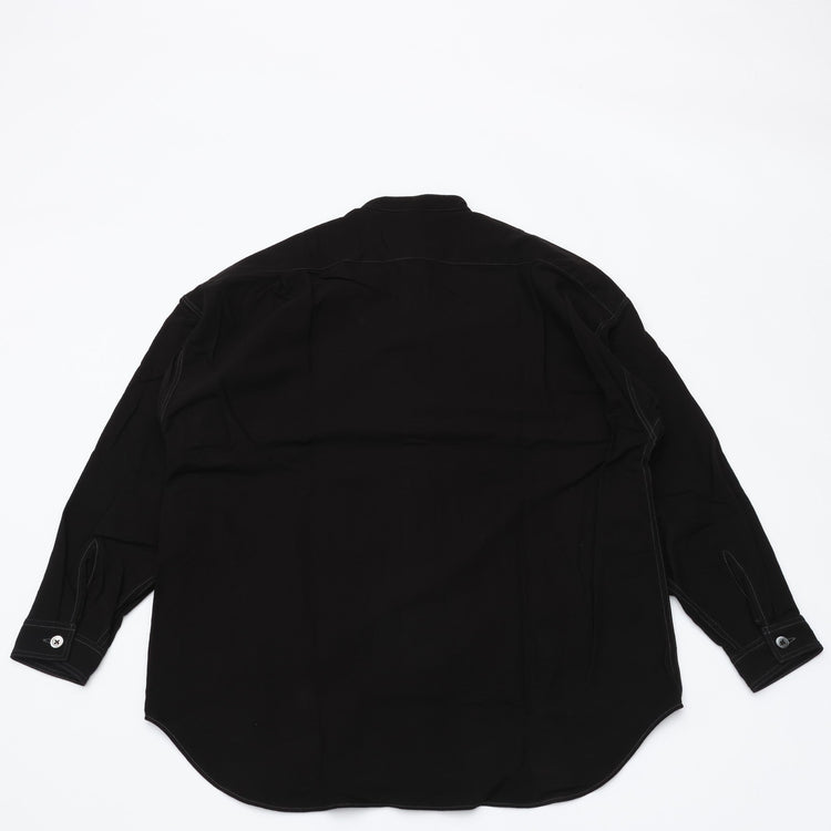 HAVERSACK / 塩縮ネル バンドカラーオーバーシャツ　BLACK
