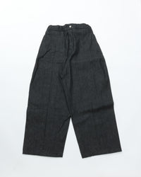 sage NATION BOX PLEAT TROUSER DENIM RAW BLACK