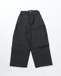 sage NATION  BOX PLEAT TROUSER DENIM RAW BLACK