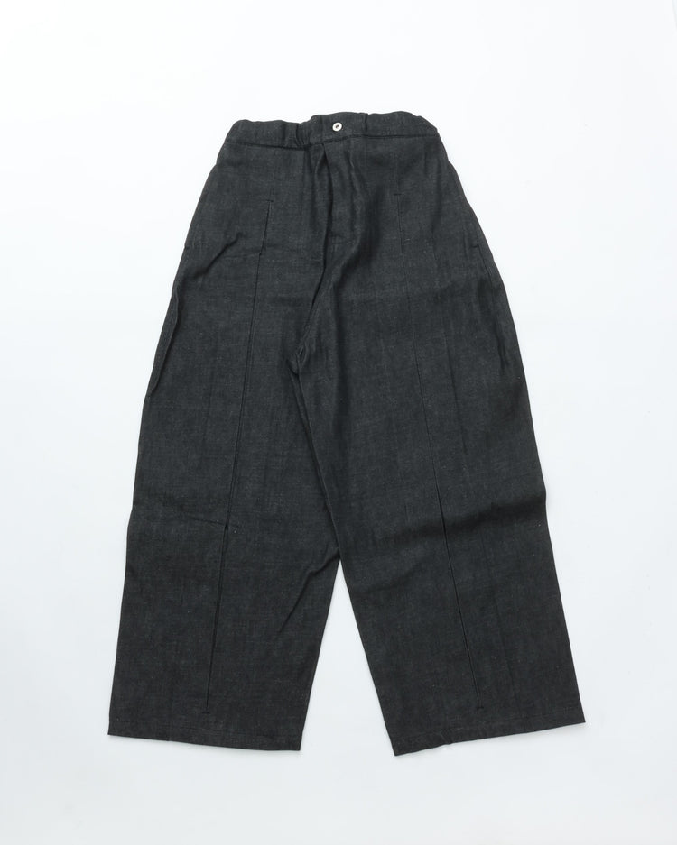 sage NATION  BOX PLEAT TROUSER DENIM RAW BLACK