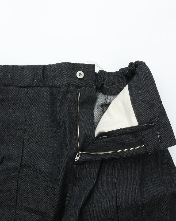 sage NATION  BOX PLEAT TROUSER DENIM RAW BLACK