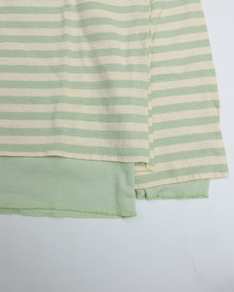 MEYAME  BORDER DOUBLE LONG SLEEVE TEE GREEN