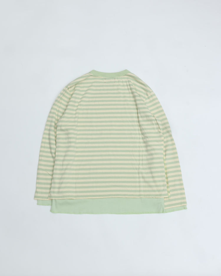 MEYAME  BORDER DOUBLE LONG SLEEVE TEE GREEN