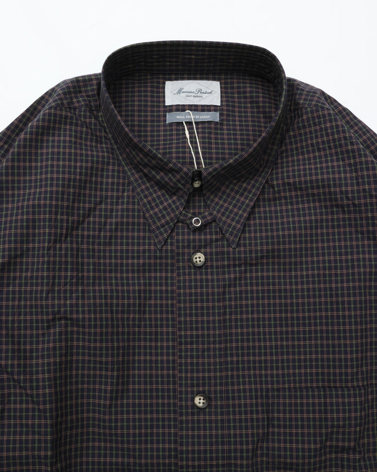 Marvine Pontiak Shirt Makers MPSM-1914S Tab Collar L/S SH Navy Mini CH
