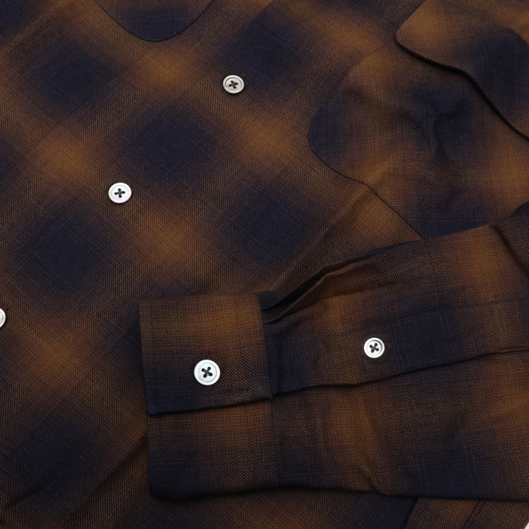 Riprap  OPEN COLLAR SH L/S (INDIGO SHADOW PATTERN) RRS2202 BROWN/INDIGO