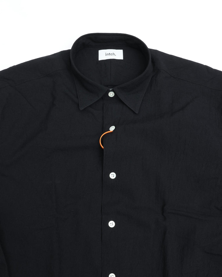 intch. Lye Wool Regular Collar Shirts BLACK