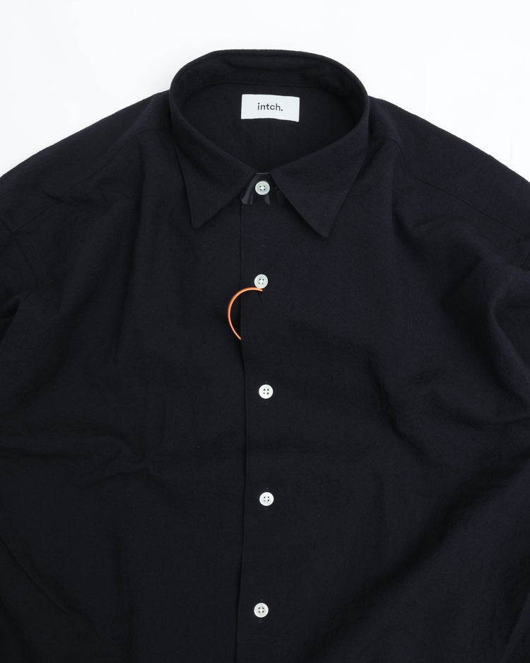 intch. Lye Wool Regular Collar Shirts NAVY