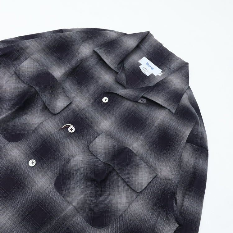 Riprap  OPEN COLLAR SH L/S (INDIGO SHADOW PATTERN) RRS2202 GRAY/INDIGO