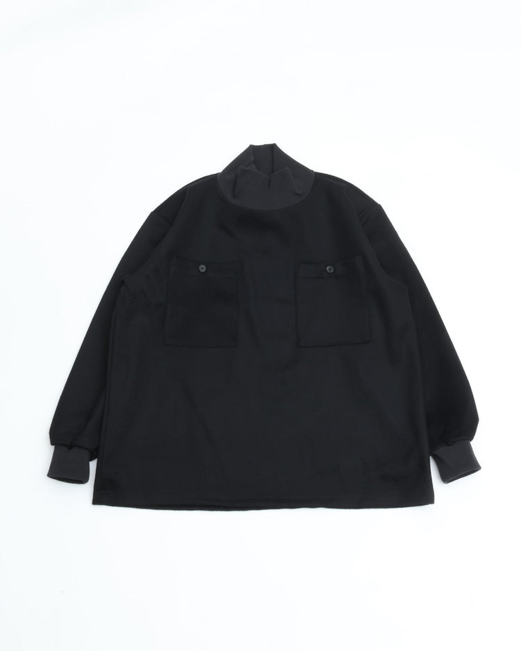 intch.   Ary Wool Silk Hi-neck Pull-Over BLACK