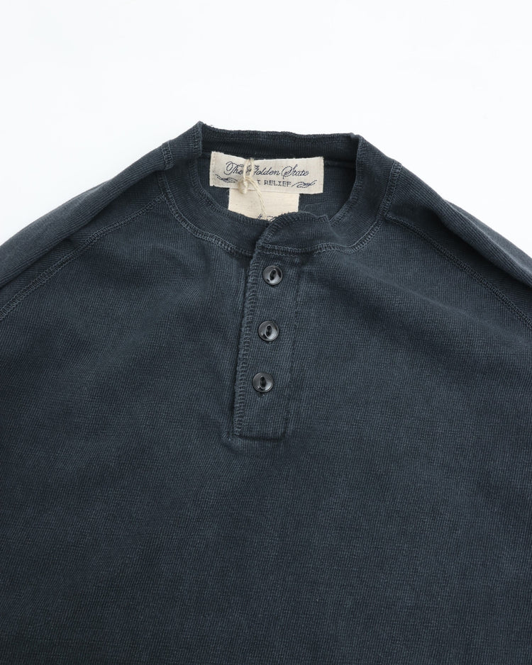 REMI RELIEF SP processed 8/Jersey knit Henley neck long-sleeved T-shirt (plain)