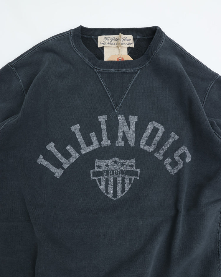 REMI RELIEF SP-processed fleece crew neck (ILLINOIS) BLACK