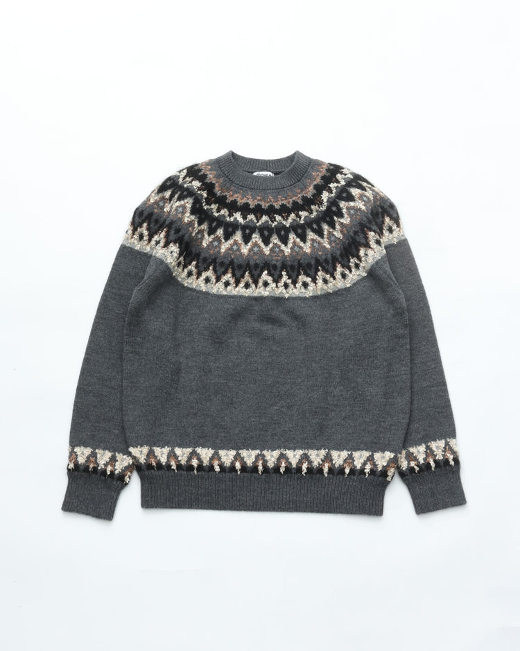 COOHEM Cross-knit NORDIC KNIT PULLOVER 13-264-016 12 GRAY