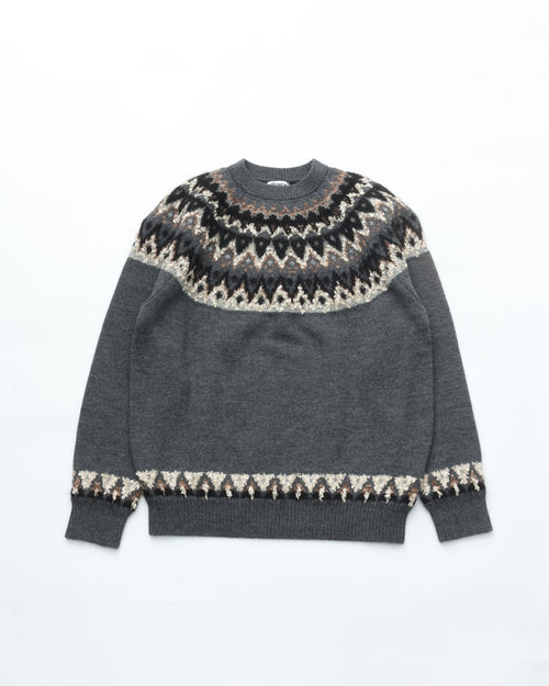 COOHEM 交編 NORDIC KNIT PULLOVER 13-264-016 12 GRAY