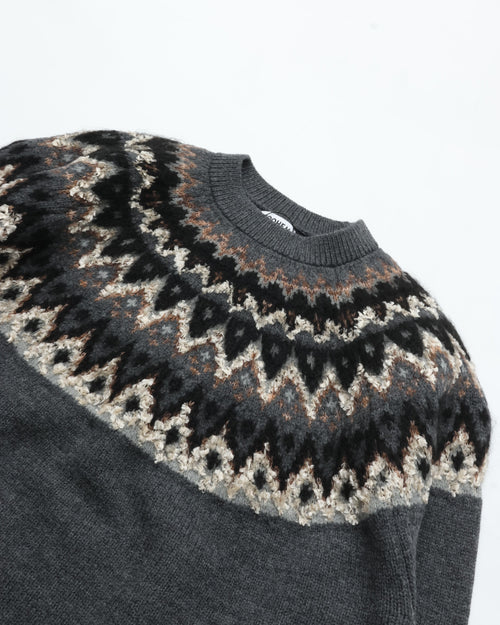 COOHEM 交編 NORDIC KNIT PULLOVER 13-264-016 12 GRAY