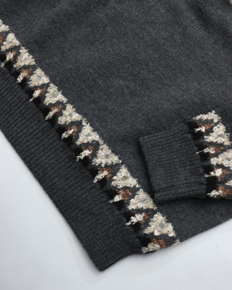 COOHEM Cross-knit NORDIC KNIT PULLOVER 13-264-016 12 GRAY