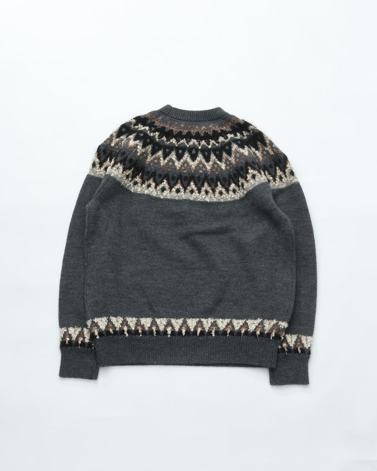 COOHEM Cross-knit NORDIC KNIT PULLOVER 13-264-016 12 GRAY