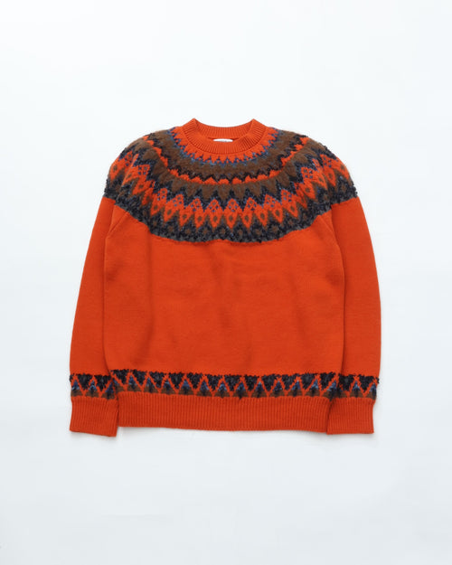 COOHEM 交編 NORDIC KNIT PULLOVER 13-264-016 24 ORANGE