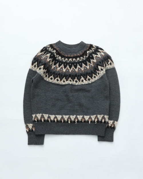 COOHEM 交編 NORDIC KNIT PULLOVER 11-264-017 12 GRAY