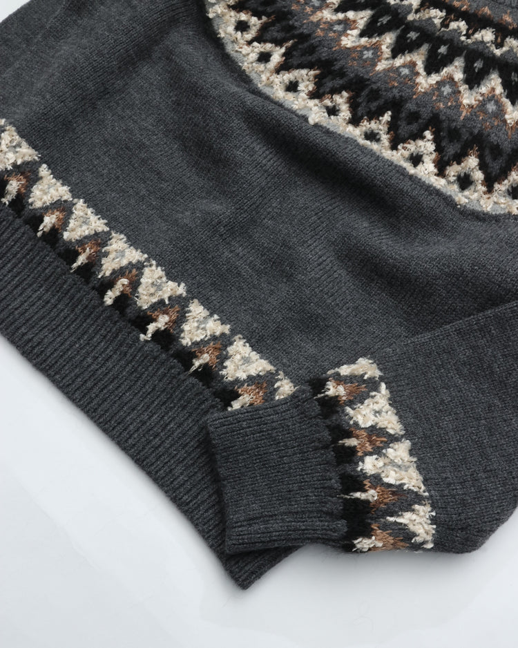 COOHEM  交編 NORDIC KNIT PULLOVER 11-264-017  12 GRAY