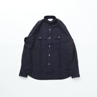 Riprap FLAP POCKET SHIRT (COTTON VIYELLA) NAVY/BROWN