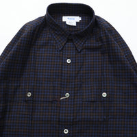 Riprap FLAP POCKET SHIRT (COTTON VIYELLA) NAVY/BROWN