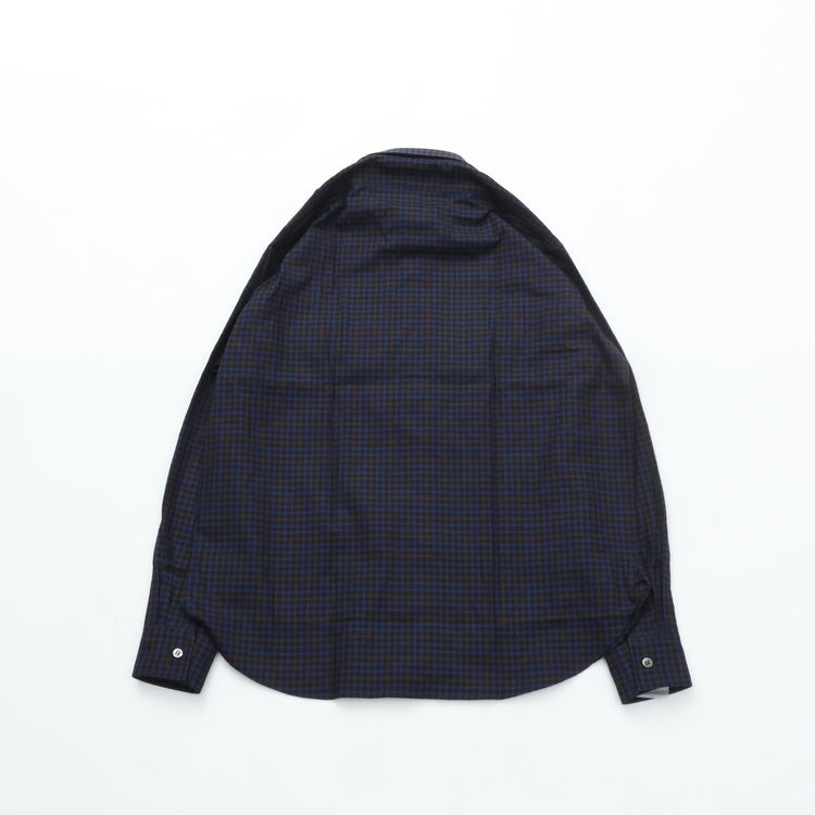 Riprap FLAP POCKET SHIRT (COTTON VIYELLA) NAVY/BROWN