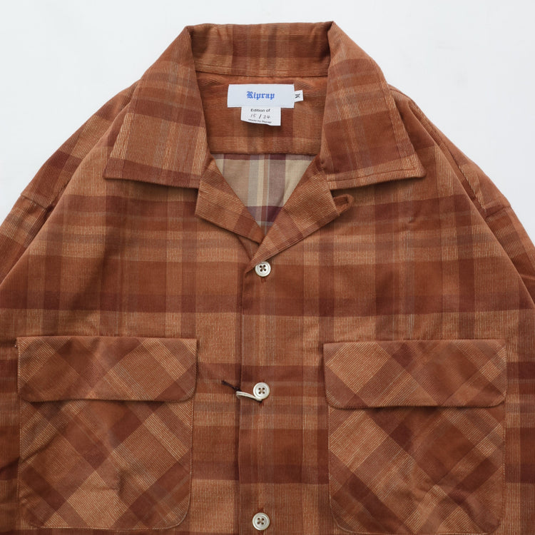 Riprap OPEN COLLAR SH L/S (21W PLAID CORDS) BRICK
