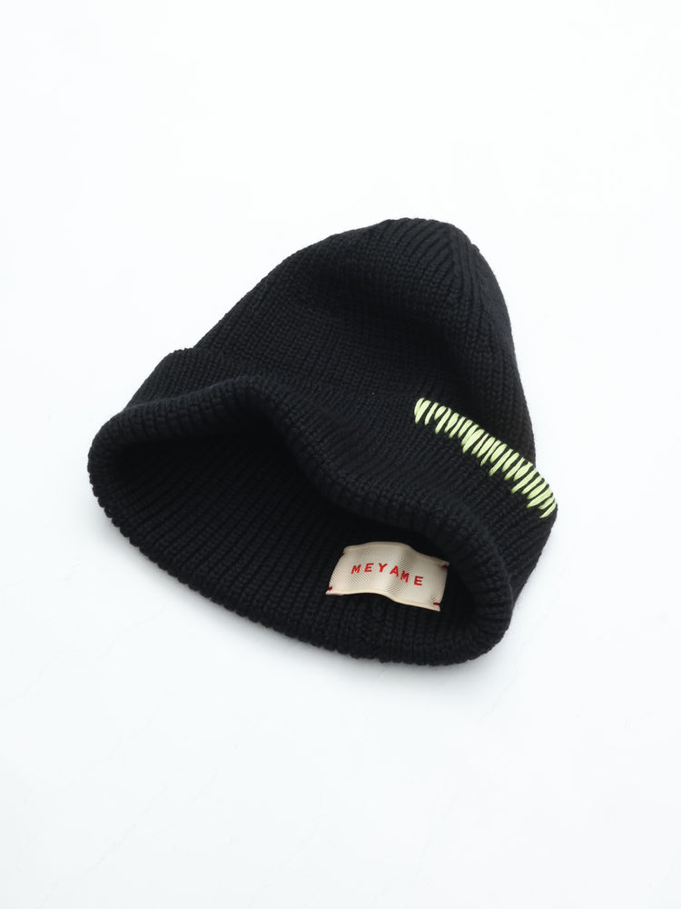 MEYAME HAND-EMBROIDERED KNIT CAP MEY-2528 BLACK