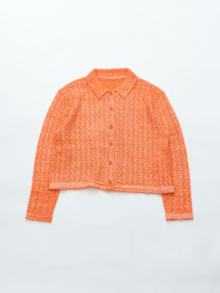 MEYAME WOOL LACE KNIT CARDIGAN MEY-2527 ORANGE
