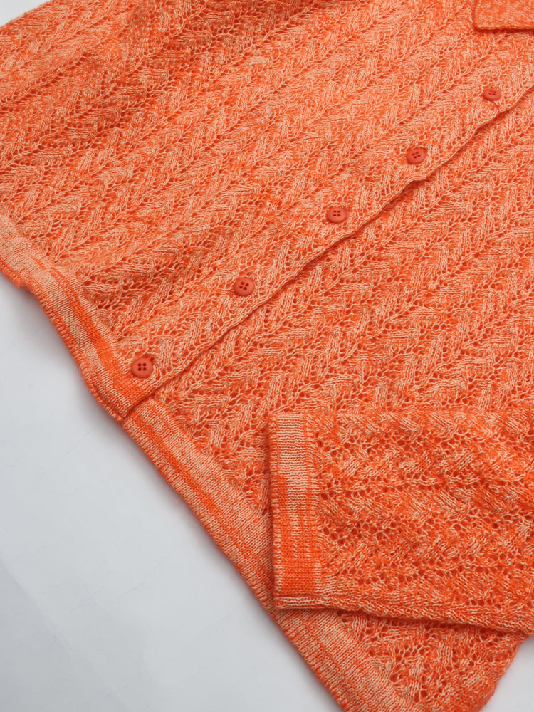MEYAME WOOL LACE KNIT CARDIGAN MEY-2527 ORANGE