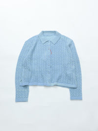 MEYAME WOOL LACE KNIT CARDIGAN MEY-2527 BLUE