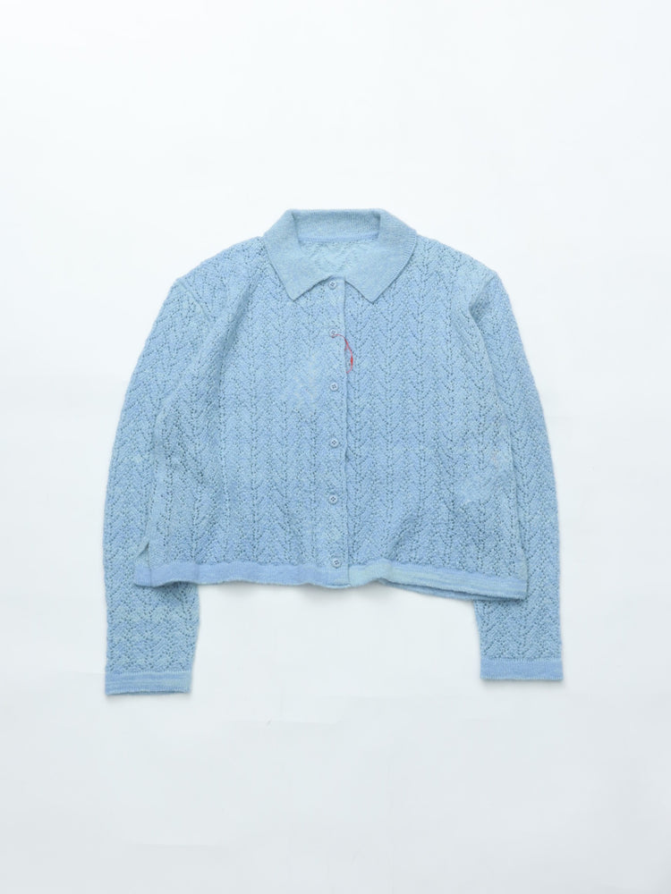 MEYAME WOOL LACE KNIT CARDIGAN MEY-2527 BLUE