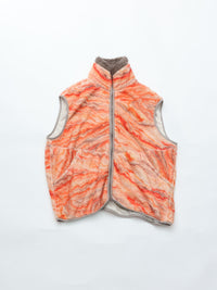 MEYAME PRINT SOLID REVERSIBLE FLEECE VEST MEY-2510 ORANGE