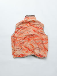 MEYAME PRINT SOLID REVERSIBLE FLEECE VEST MEY-2510 ORANGE