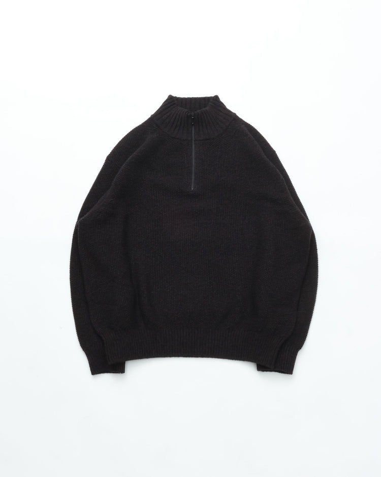 crepuscule  Wool Kanoko Half Zip P/O BLACK