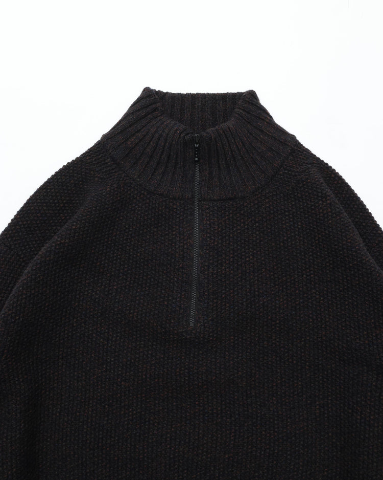 crepuscule Wool Kanoko Half Zip P/O BLACK