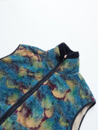 MEYAME PRINT SOLID REVERSIBLE FLEECE VEST MEY-2510 BLUE