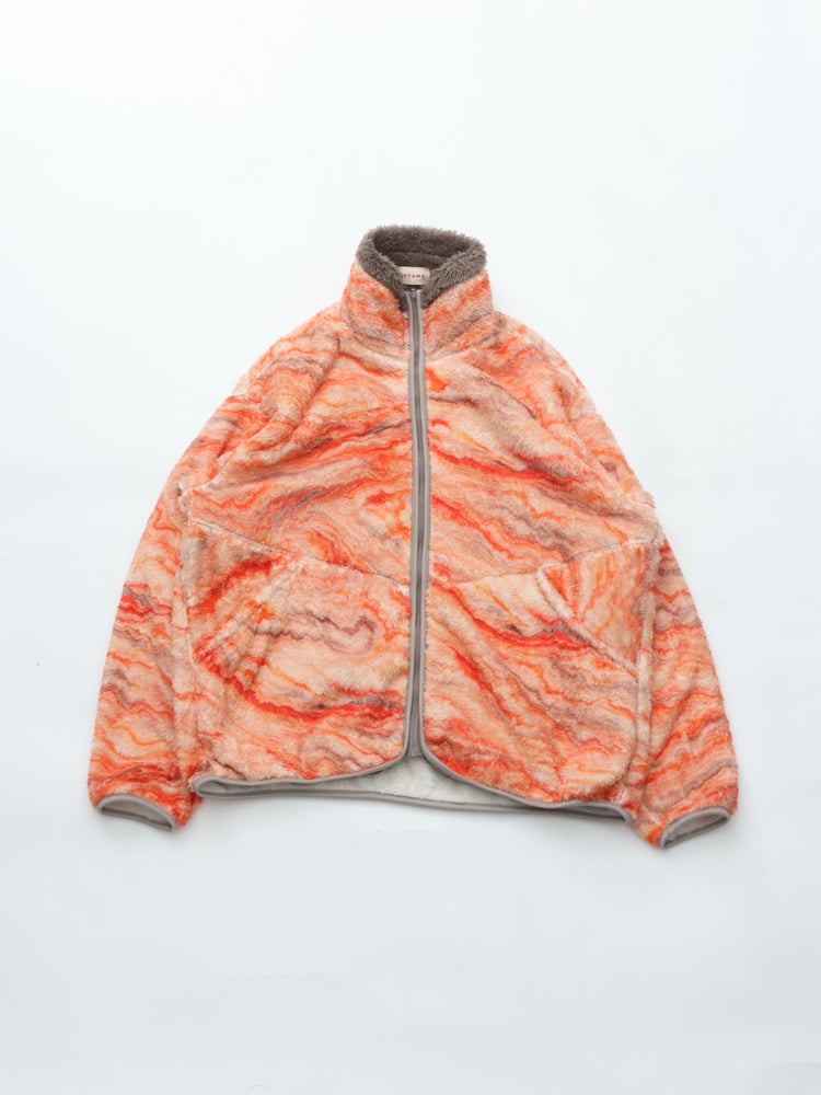 MEYAME PRINT SOLID REVERSIBLE FLEECE JACKET MEY-2511 ORANGE