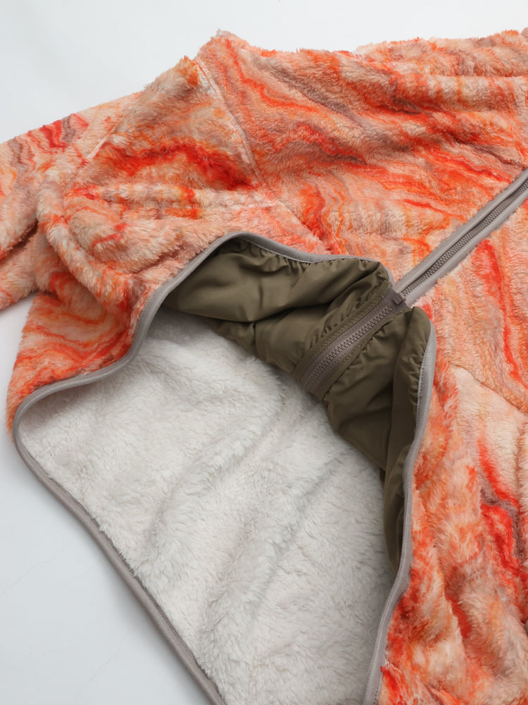 MEYAME PRINT SOLID REVERSIBLE FLEECE JACKET MEY-2511 ORANGE