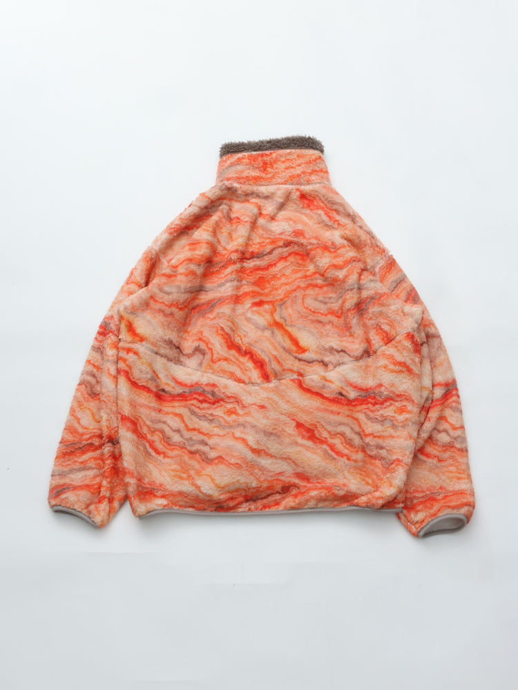MEYAME PRINT SOLID REVERSIBLE FLEECE JACKET MEY-2511 ORANGE
