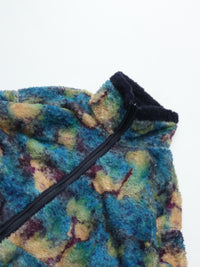 MEYAME PRINT SOLID REVERSIBLE FLEECE JACKET MEY-2511 BLUE