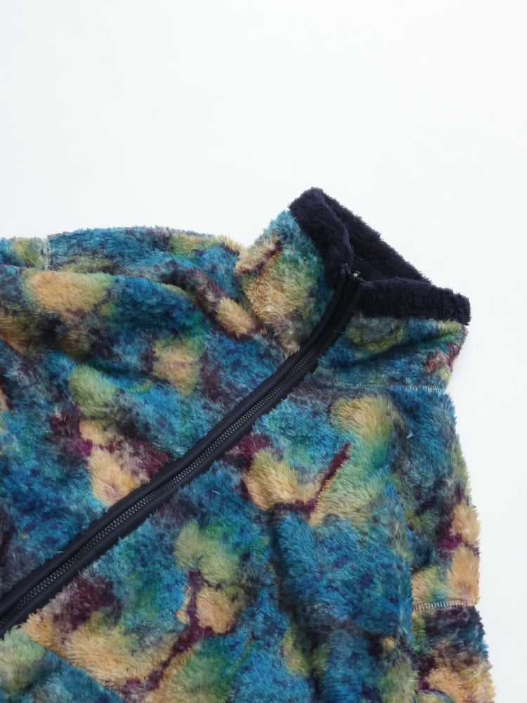 MEYAME PRINT SOLID REVERSIBLE FLEECE JACKET MEY-2511 BLUE