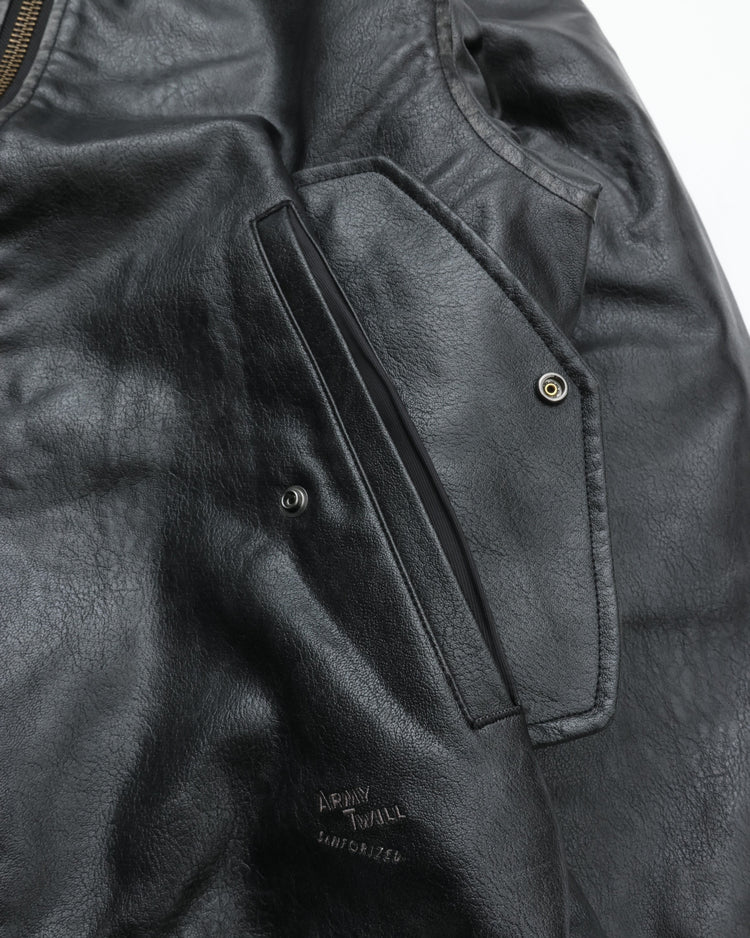 ARMY TWILL VEGAN LEATHER BLOUSON
