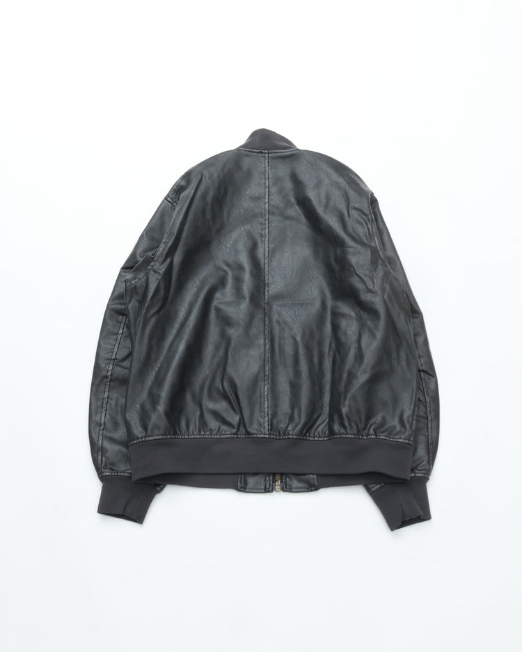 ARMY TWILL VEGAN LEATHER BLOUSON